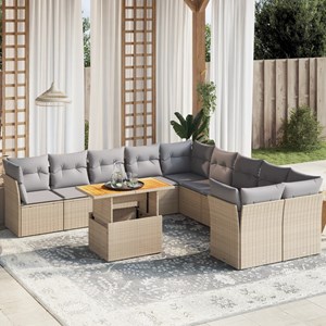 Maison exclusive - salon de jardin 11 pcs avec coussins beige résine tressée