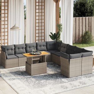 Maison exclusive - salon de jardin 11 pcs avec coussins gris résine tressée