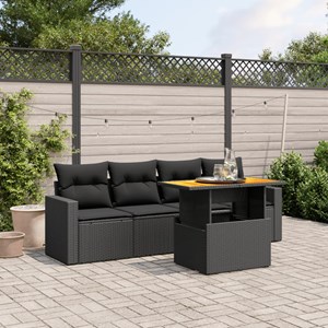 Maison exclusive - salon de jardin 5 pcs avec coussins noir résine tressée