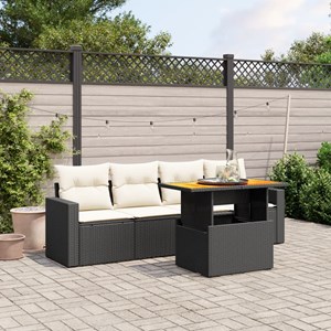 Maison exclusive - salon de jardin 5 pcs avec coussins noir résine tressée