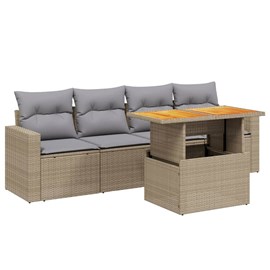 Maison exclusive - salon de jardin avec coussins 5 pcs beige résine tressée