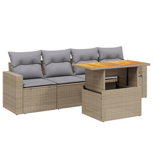 Maison exclusive - salon de jardin avec coussins 5 pcs beige résine tressée