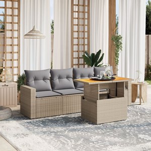 Maison exclusive - salon de jardin avec coussins 5 pcs beige résine tressée