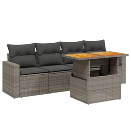 Maison exclusive - salon de jardin 5 pcs avec coussins gris résine tressée