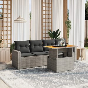 Maison exclusive - salon de jardin 5 pcs avec coussins gris résine tressée