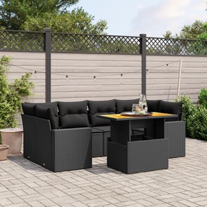 Maison exclusive - salon de jardin 7 pcs avec coussins noir résine tressée