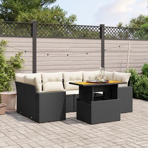 Maison exclusive - salon de jardin 7 pcs avec coussins noir résine tressée