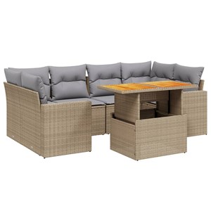Maison exclusive - salon de jardin avec coussins 7 pcs beige résine tressée