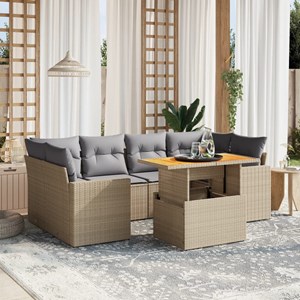 Maison exclusive - salon de jardin avec coussins 7 pcs beige résine tressée