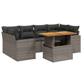 Maison exclusive - salon de jardin avec coussins 7 pcs gris résine tressée