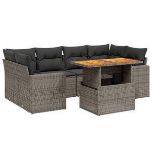 Maison exclusive - salon de jardin avec coussins 7 pcs gris résine tressée