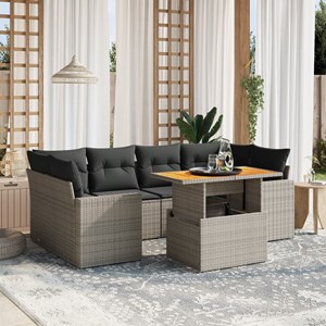 Maison exclusive - salon de jardin avec coussins 7 pcs gris résine tressée