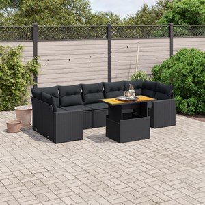 Maison exclusive - salon de jardin 8 pcs avec coussins noir résine tressée