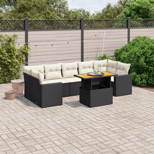 Maison exclusive - salon de jardin 8 pcs avec coussins noir résine tressée
