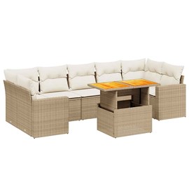 Maison exclusive - salon de jardin avec coussins 8 pcs beige résine tressée
