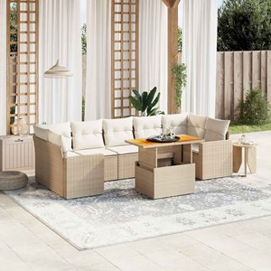 Maison exclusive - salon de jardin avec coussins 8 pcs beige résine tressée