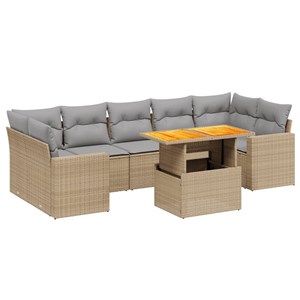 Maison exclusive - salon de jardin avec coussins 8 pcs beige résine tressée