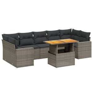 Maison exclusive - salon de jardin 8 pcs avec coussins gris résine tressée