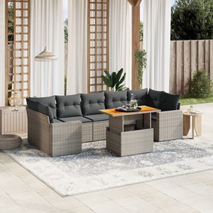 Maison exclusive - salon de jardin 8 pcs avec coussins gris résine tressée