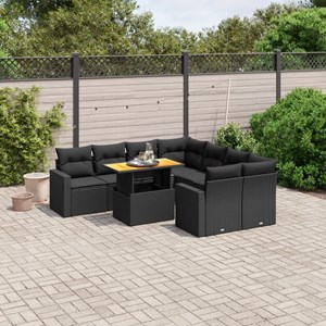 Maison exclusive - salon de jardin 9 pcs avec coussins noir résine tressée