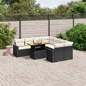 Maison exclusive - salon de jardin 9 pcs avec coussins noir résine tressée