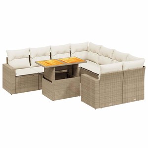 Maison exclusive - salon de jardin avec coussins 9 pcs beige résine tressée