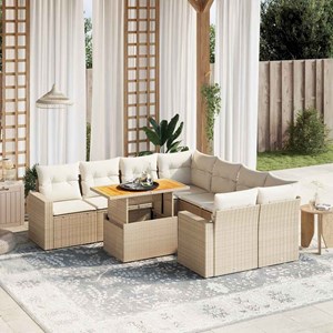 Maison exclusive - salon de jardin avec coussins 9 pcs beige résine tressée
