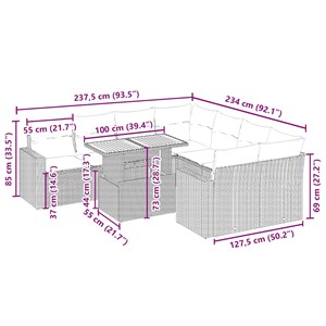 Maison exclusive - salon de jardin avec coussins 9 pcs beige résine tressée