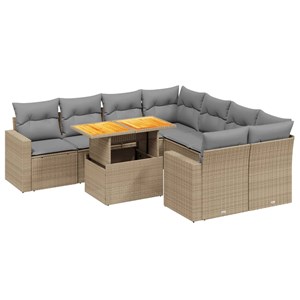Maison exclusive - salon de jardin avec coussins 9 pcs beige résine tressée