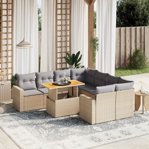 Maison exclusive - salon de jardin avec coussins 9 pcs beige résine tressée
