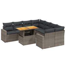 Maison exclusive - salon de jardin 9 pcs avec coussins gris résine tressée