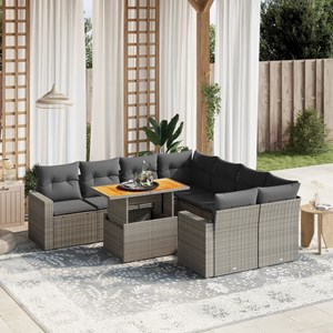 Maison exclusive - salon de jardin 9 pcs avec coussins gris résine tressée