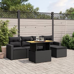 Maison exclusive - salon de jardin 6 pcs avec coussins noir résine tressée