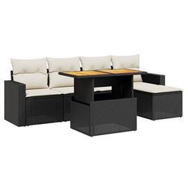 Maison exclusive - salon de jardin 6 pcs avec coussins noir résine tressée