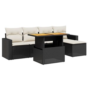 Maison exclusive - salon de jardin 6 pcs avec coussins noir résine tressée