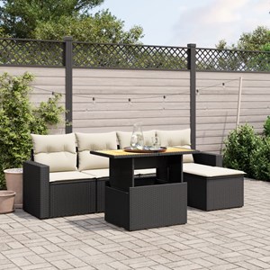 Maison exclusive - salon de jardin 6 pcs avec coussins noir résine tressée