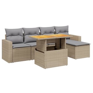 Maison exclusive - salon de jardin avec coussins 6 pcs beige résine tressée