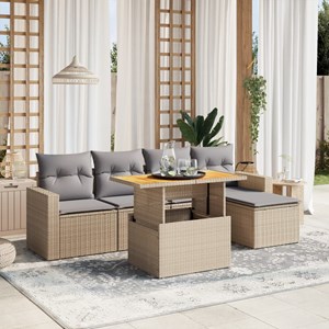 Maison exclusive - salon de jardin avec coussins 6 pcs beige résine tressée