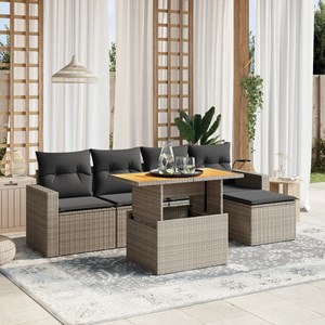Maison exclusive - salon de jardin 6 pcs avec coussins gris résine tressée