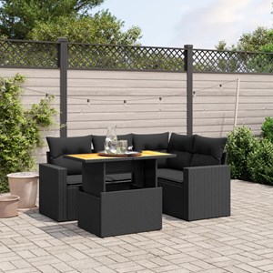 Maison exclusive - salon de jardin 5 pcs avec coussins noir résine tressée