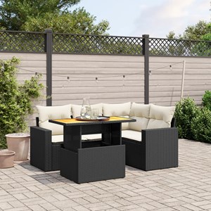 Maison exclusive - salon de jardin 5 pcs avec coussins noir résine tressée