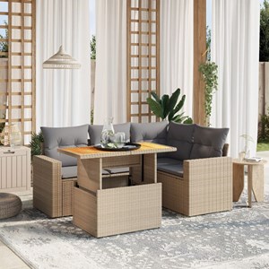 Maison exclusive - salon de jardin avec coussins 5 pcs beige résine tressée