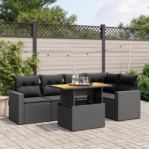 Maison exclusive - salon de jardin 6 pcs avec coussins noir résine tressée