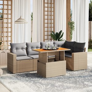 Maison exclusive - salon de jardin avec coussins 6 pcs beige résine tressée