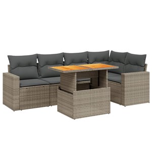 Maison exclusive - salon de jardin 6 pcs avec coussins gris résine tressée