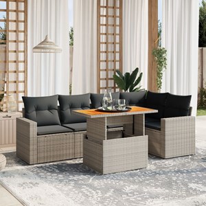 Maison exclusive - salon de jardin 6 pcs avec coussins gris résine tressée