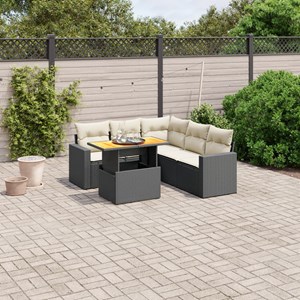 Maison exclusive - salon de jardin 6 pcs avec coussins noir résine tressée
