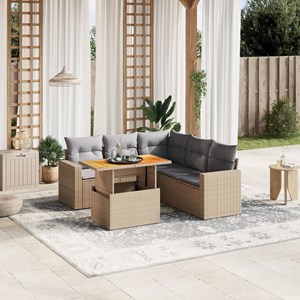 Maison exclusive - salon de jardin avec coussins 6 pcs beige résine tressée