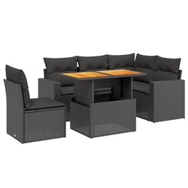 Maison exclusive - salon de jardin 6 pcs avec coussins noir résine tressée