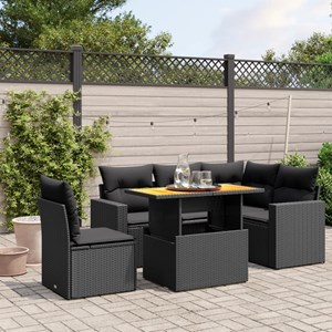 Maison exclusive - salon de jardin 6 pcs avec coussins noir résine tressée